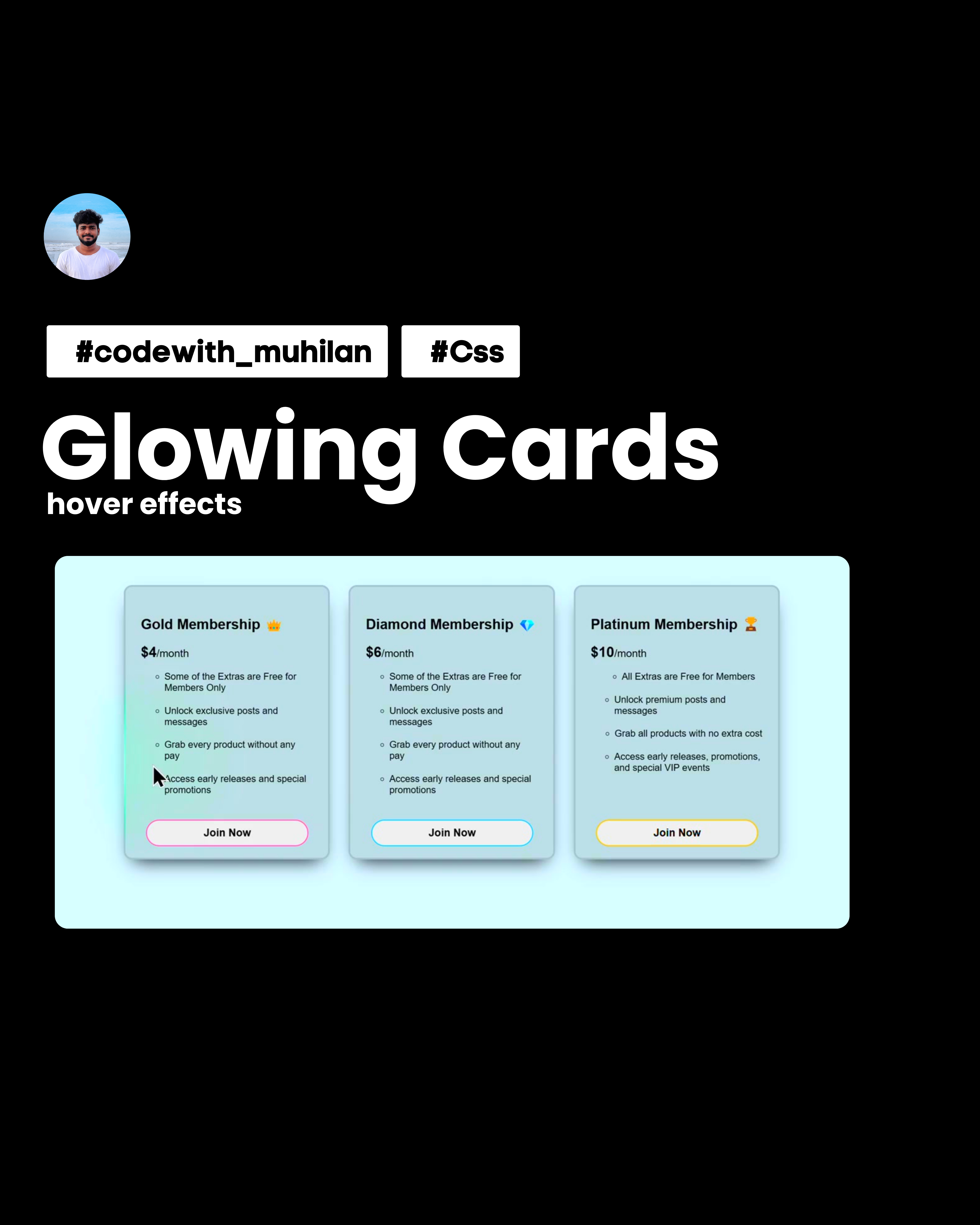 Glowing Pricing Cards